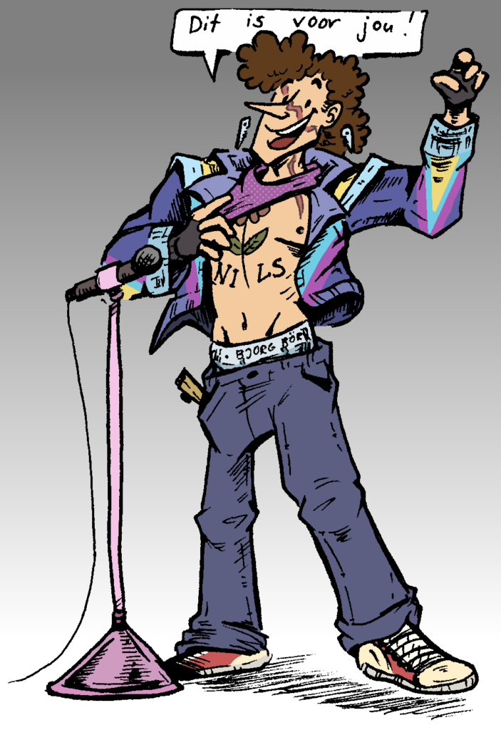 digital cartoon illustration of a singer character