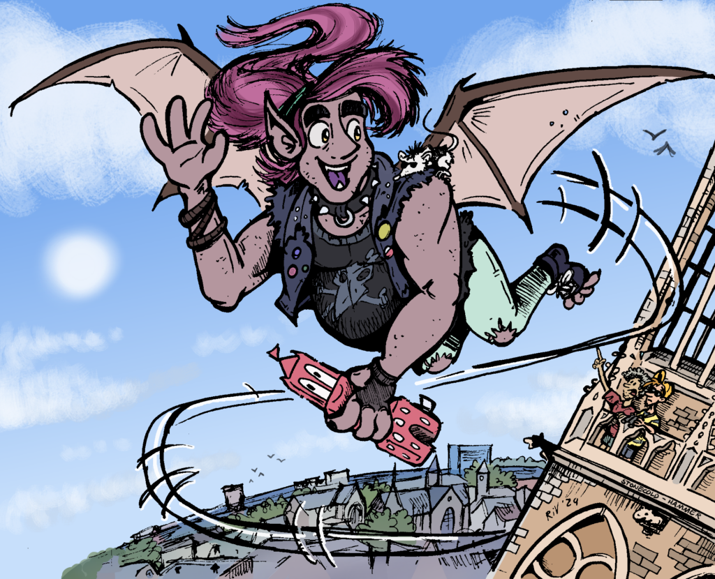 cartoon drawing of a flying fairy character